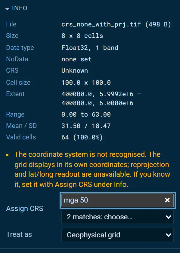 Assign CRS in the Info panel, searching the coordinate systems by name